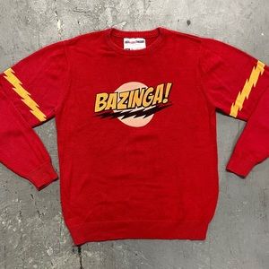 Retro Mens Big Bang Theory crewneck pullover sweater. Bazinga! Size XL.